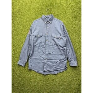 Drifire Long Sleeve Button Up Shirt Mens Large Denim Chambray Workwear NWOT